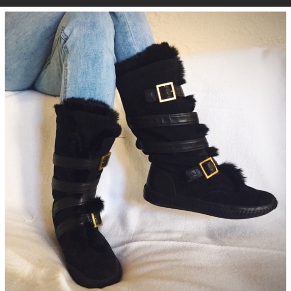 Tory Burch | Shoes | Tory Burch Jaden Genuine Rabbit Fur Suede Boots Size  95 | Poshmark